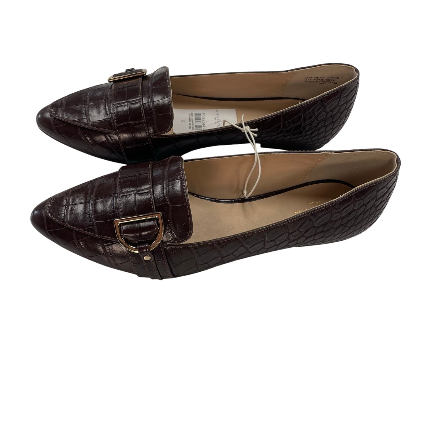 NWT Ann Taylor Factory Dark Brown Faux Leather Pointed Toe Flats Womens Size 9