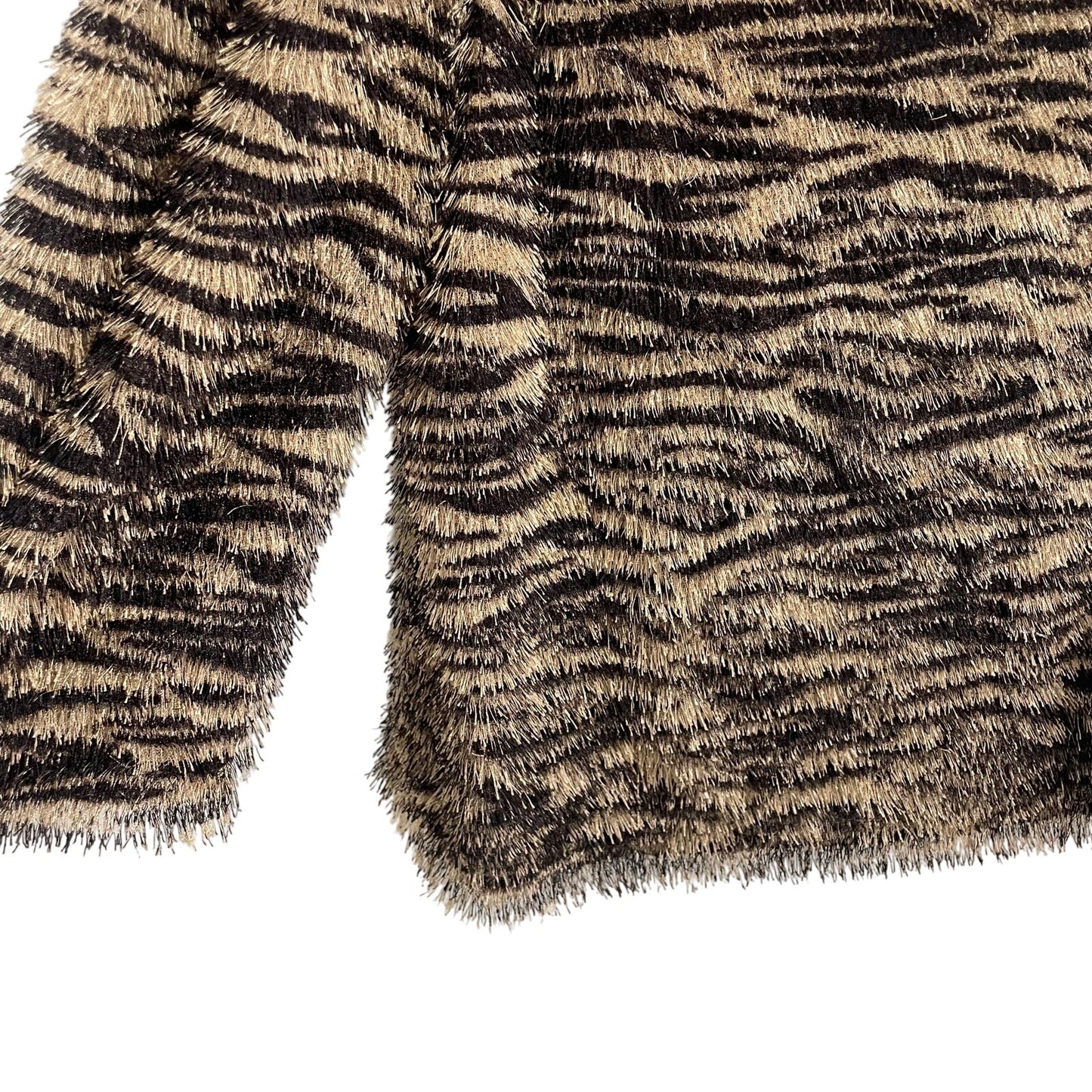 Vince Camuto Eyelash Knit Zebra Print Mock Neck Sweater Tan Brown Womens Medium