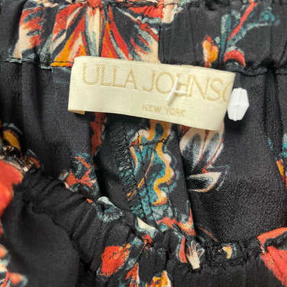 Ulla Johnson Leica Belted 100% Silk Paperbag Shorts Obsidian Floral Print Size 0