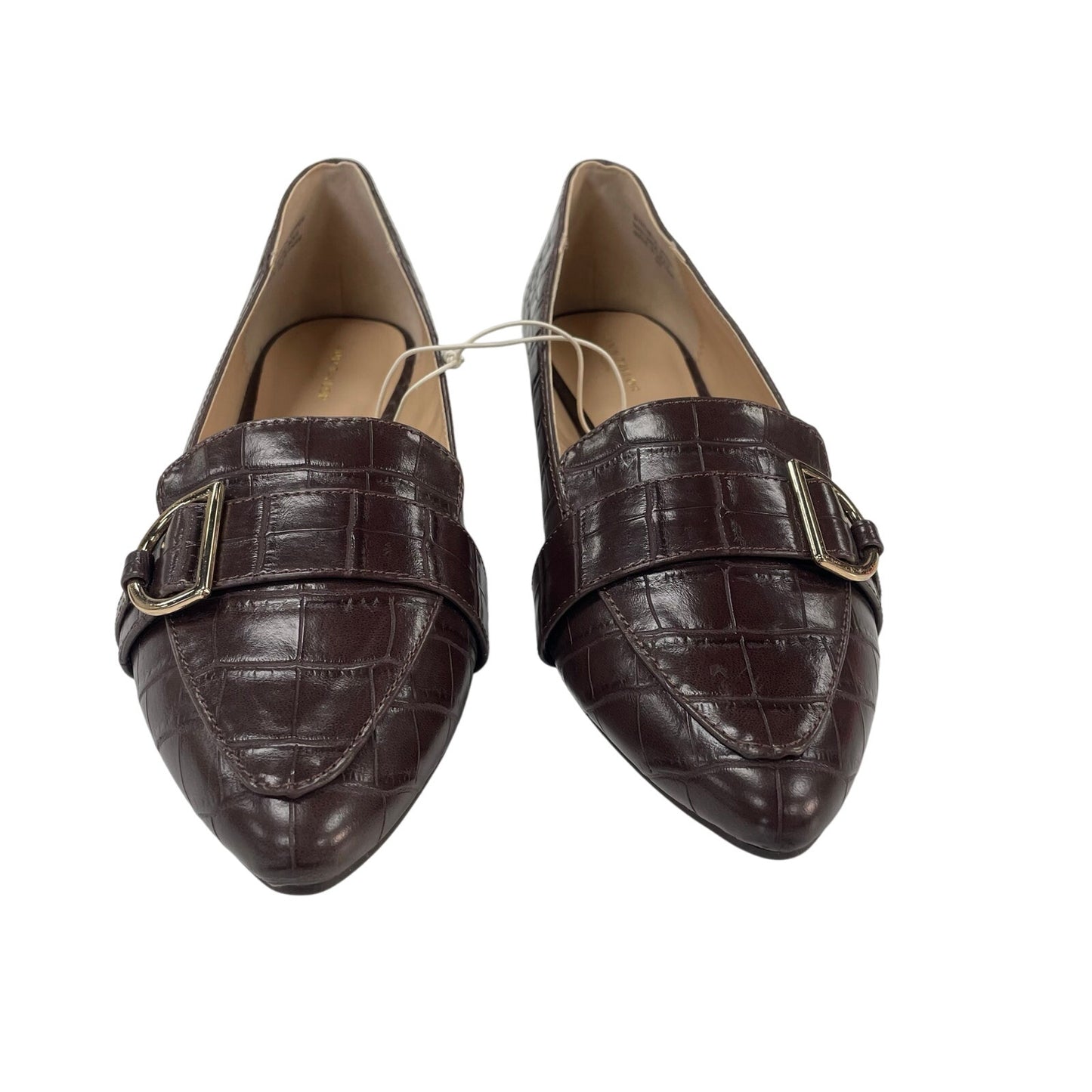 NWT Ann Taylor Factory Dark Brown Faux Leather Pointed Toe Flats Womens Size 9