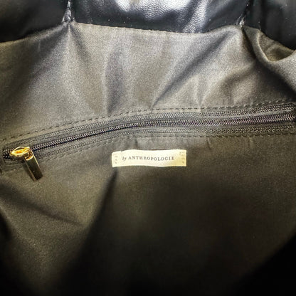 Anthropologie Black Puffy Quilted Fold Over Edison Shoulder Bag