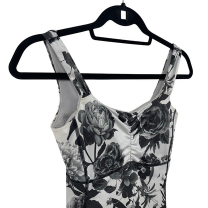 Lululemon Athletica Aria Tank II Brisk Bloom Black White Floral Print Womens 4