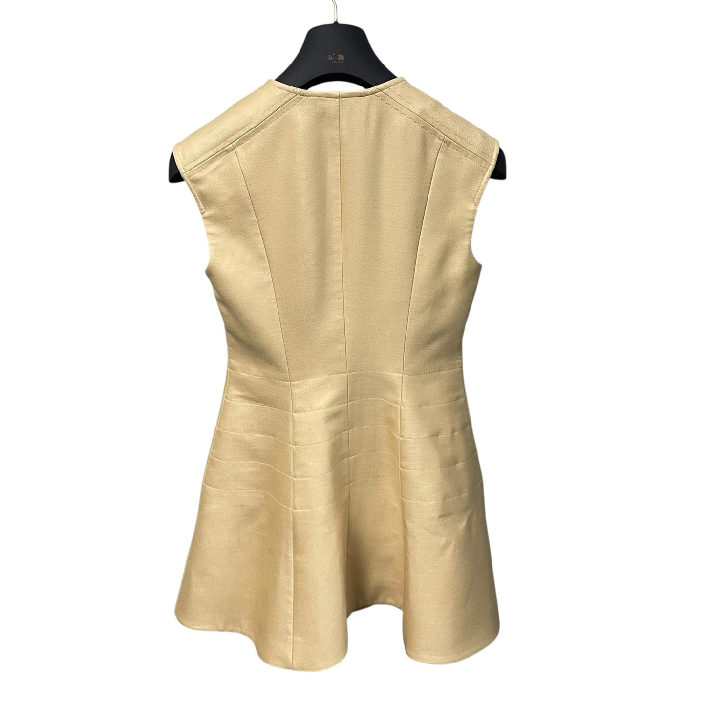 NWT Louis Vuitton Sleeveless Asymetric Button Dress Papyrus Womens FR 38 / US 6