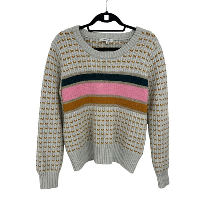 Madewell Heather Blizzard Striped Barfield Crop Fit Sweater Womens Medium