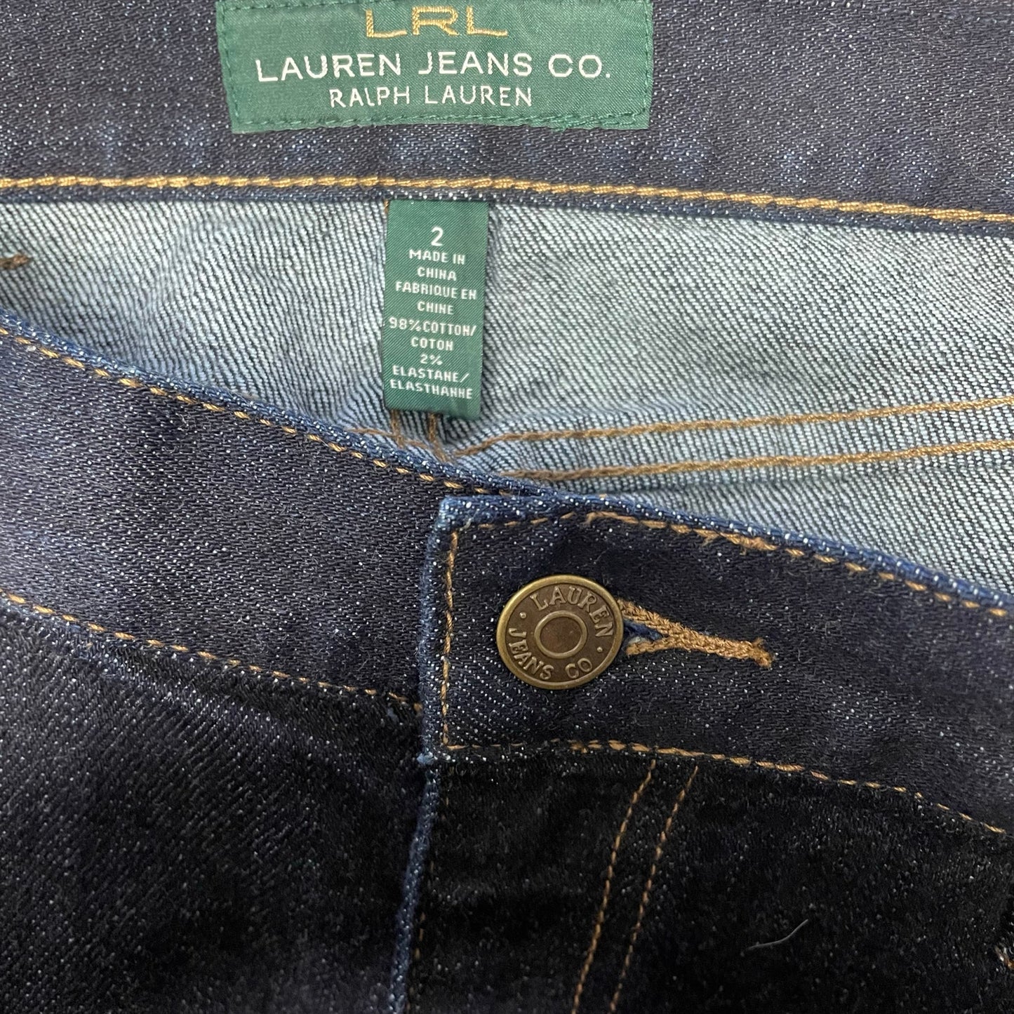 Lauren Ralph Lauren Jeans Co Dark Wash Denim Straight Fit Knee Skirt Womens 2