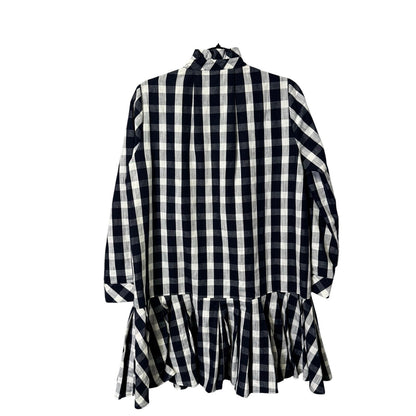 Tuckernuck Navy White Gingham Long Sleeve Linen Blend Tate Dress Womens Small