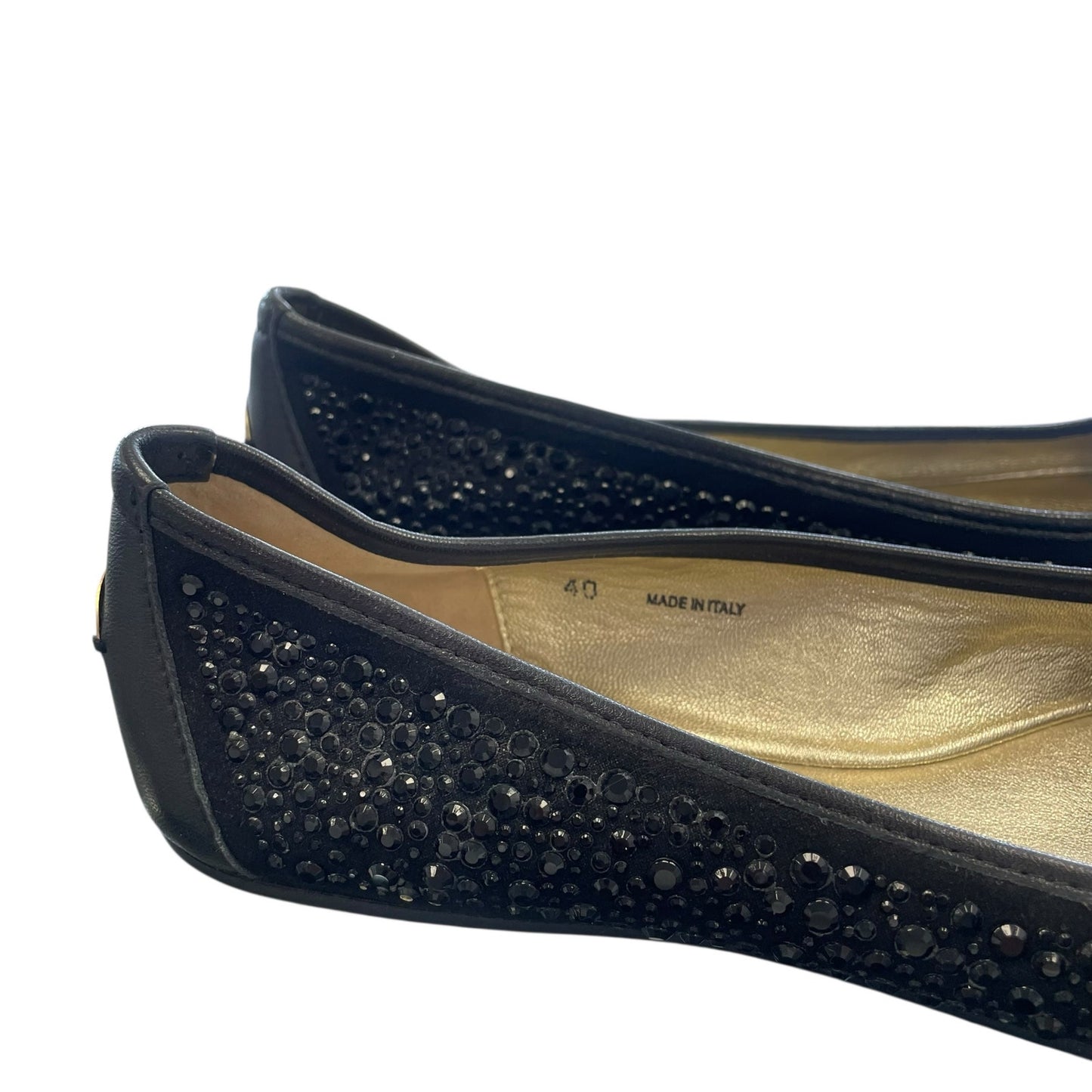 Jimmy Choo Black Sequin Bow Accent Metallic Ballet Flats Womens Size 40 / US 10