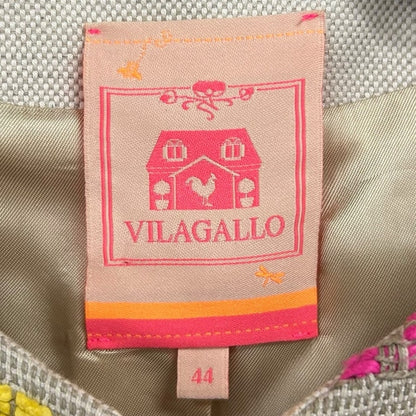 Vilagallo Multicolor Embroidered Front Clasp Lined Jacket Womens 44 / US 12