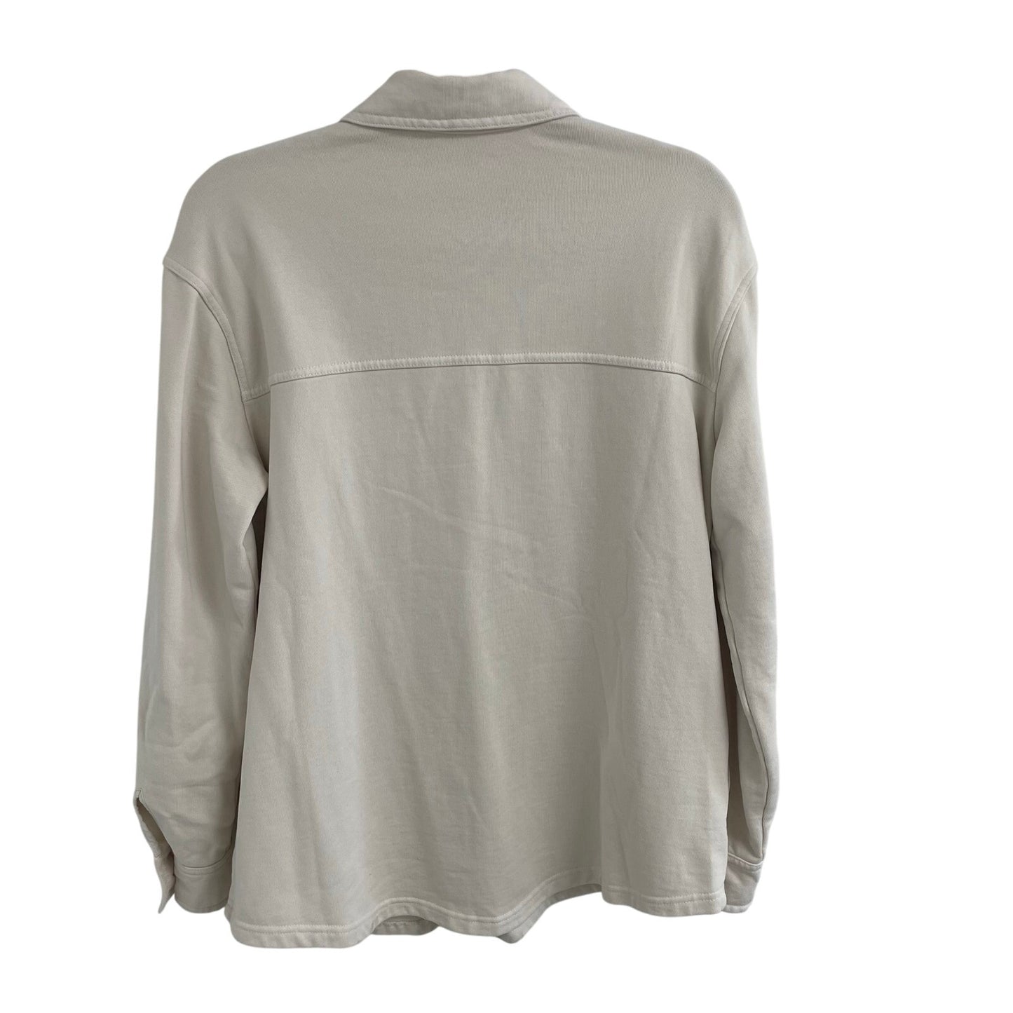 Good American Pure Cotton Button Up Fleece Shacket in Bone Womens XXS / XS AS IS