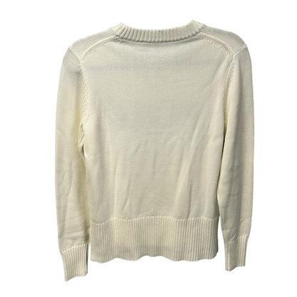 Renwick Ivory Caribe Pickle Long Sleeve Pullover Crewneck Sweater Womens Small