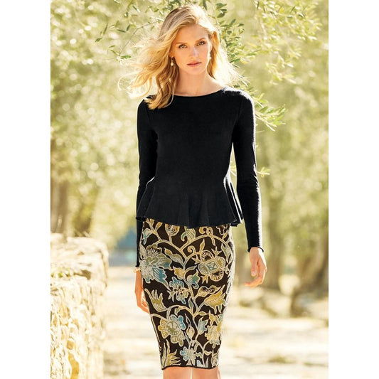 Peruvian Connection Surabaya Floral Pima Cotton Blend Pencil Skirt Womens XS