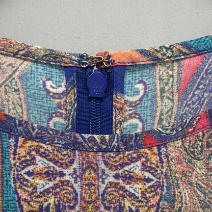 St. John Multi Color Paisley Print Sleeveless Round Neck Tank Top Womens Petite