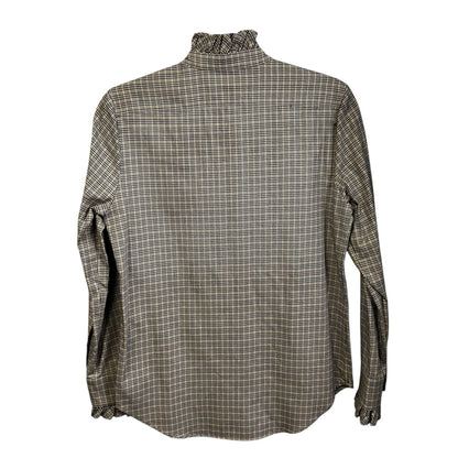 NWT Nili Lotan Honey Check Print Long Sleeve Lydia Button Down Womens X-Small