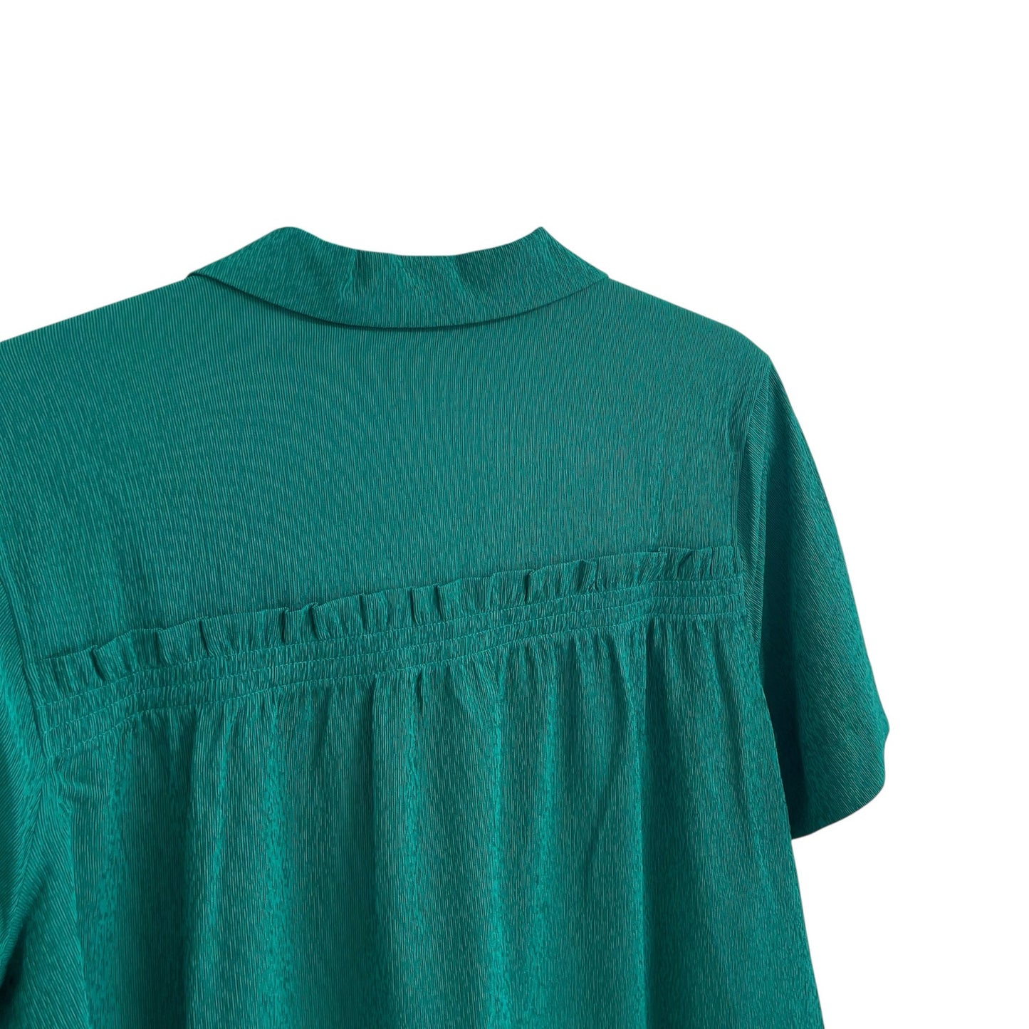 Athleta Short Sleeve Button Up Echo Top in Dark Green Womens Size Small