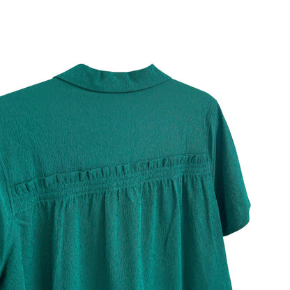 Athleta Short Sleeve Button Up Echo Top in Dark Green Womens Size Small