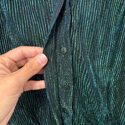 NWT Olivaceous Green Balloon Sleeve Button Up Layered Mini Dress Womens Large