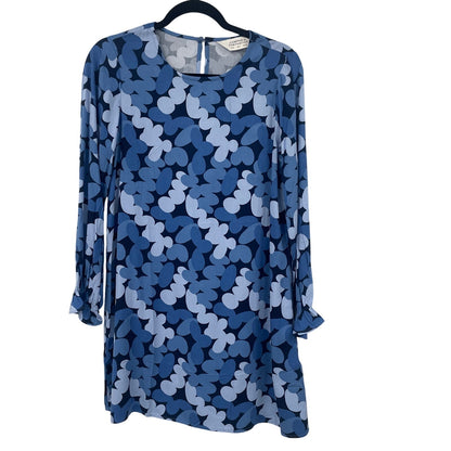 Compania Fantastica Long Sleeve Blue Abstract Print Shift Dress Womens Small