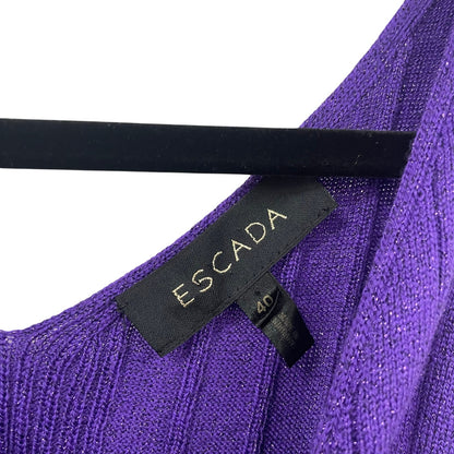 Escada Purple Metallic Ribbed Knit Tank Top Womens 40 / US 10