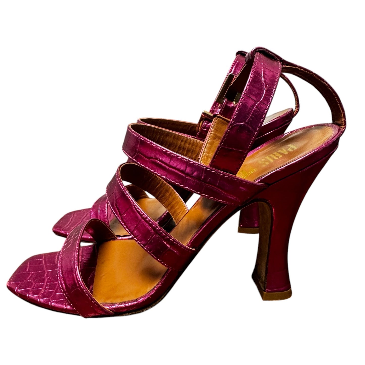 Paris Texas Pink Metallic Crocodile Embossed Leather Pumps Womens 6
