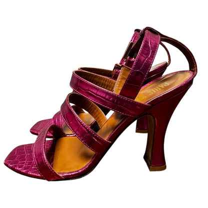 Paris Texas Pink Metallic Crocodile Embossed Leather Pumps Womens 6