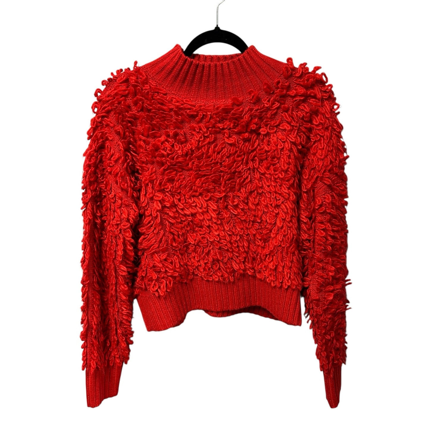 NWT Maeve Red Callahan Mock Neck Loop Stitch Acrylic Sweater Womens Small