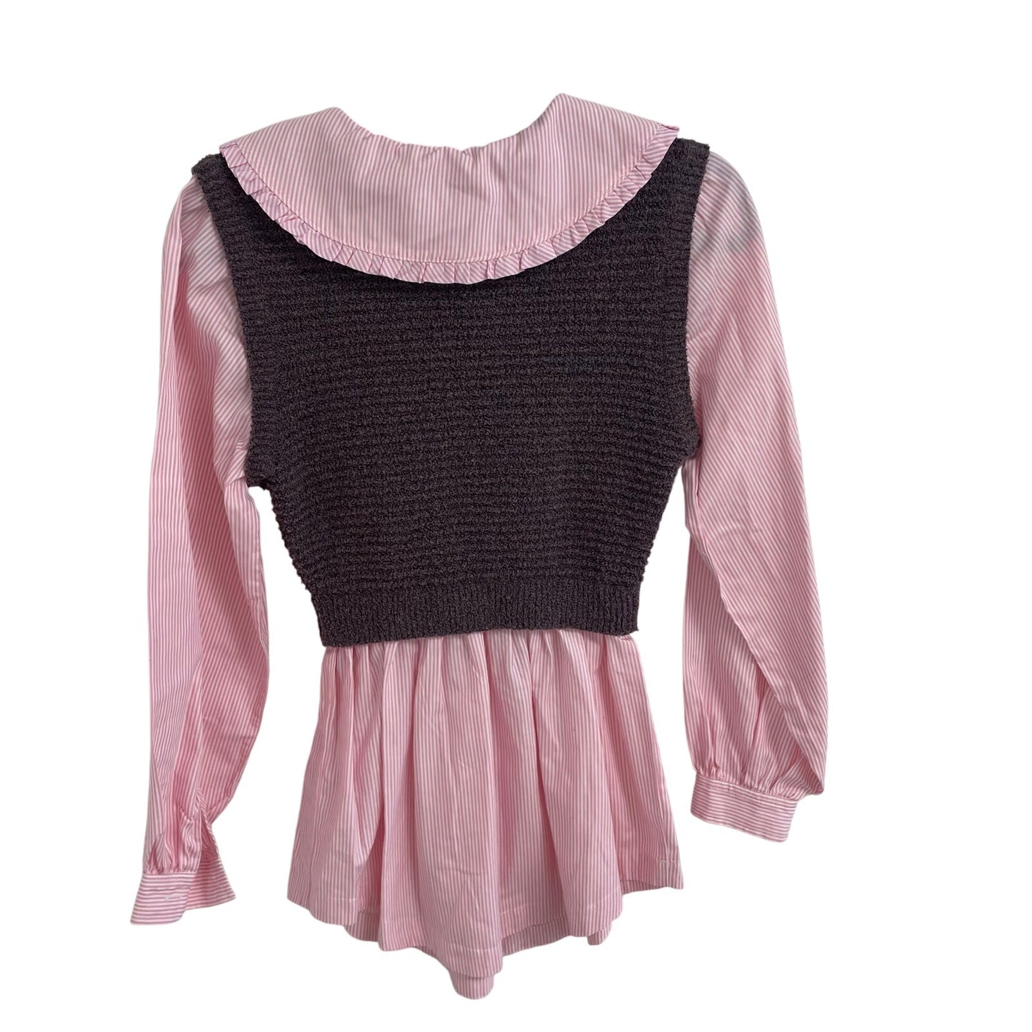 Anthropologie Maeve Collared Twofer Layered Sweater Vest Pink Purple Size XXS
