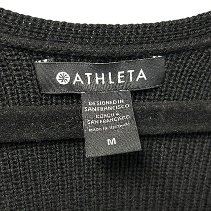 NWT Athleta Black Thermolite Hanover V-Neck Pullover Sweater Womens Size Medium