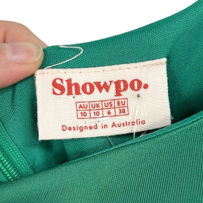 NWT Showpo Jade Green A Whole Lot of Love Sleeveless Lined Mini Dress Womens 6