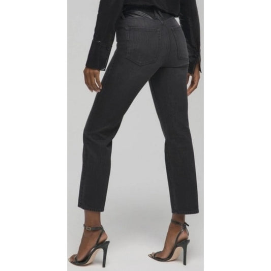 NWT Good American Good Vintage Faux Leather Paneled Piecing Jeans Womens 12 / 31