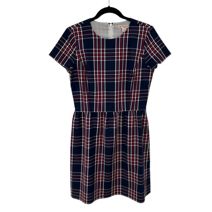 Brooks Brothers Red Fleece Navy Red White Plaid Short Sleeve Dress Womens US 8