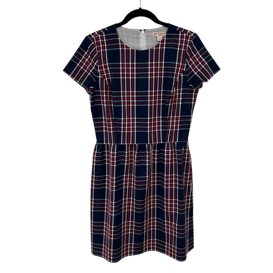 Brooks Brothers Red Fleece Navy Red White Plaid Short Sleeve Dress Womens US 8