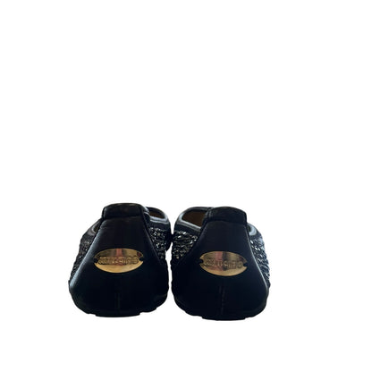 Jimmy Choo Black Sequin Bow Accent Metallic Ballet Flats Womens Size 40 / US 10