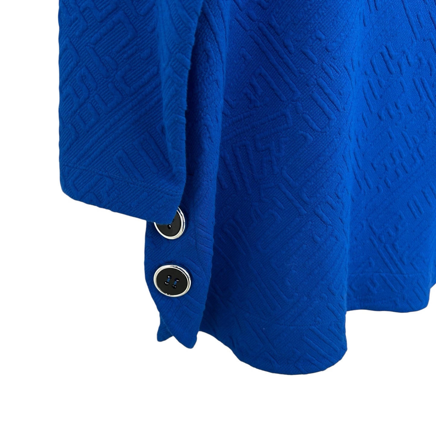Ali Miles Cobalt Blue Mock Neck Button Accent Pullover Top Womens Medium