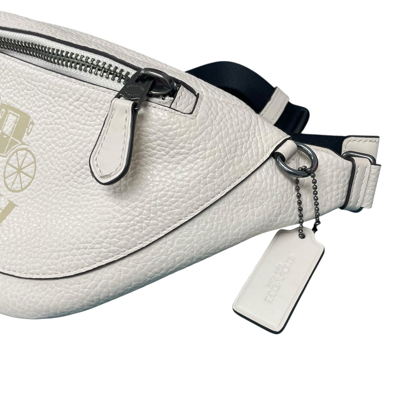 Coach Warren Belt Bag Pebbled Leather Chalk Off White Horse and Carriage AS IS