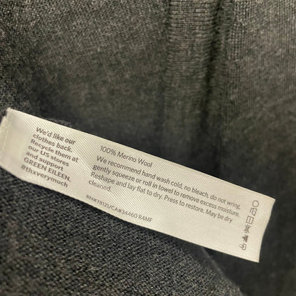 Eileen Fisher Pure Merino Wool Button Front Duster Cardigan Dark Gray Size Large