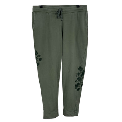 J. Jill Green Embroidered Drawstring Cotton Blend Ankle Pants Womens Small