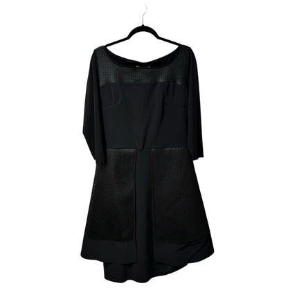 NWT Chiara Boni Black Long Sleeve Round Neck Mini Fit And Flare Dress Womens 16