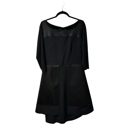 NWT Chiara Boni Black Long Sleeve Round Neck Mini Fit And Flare Dress Womens 16