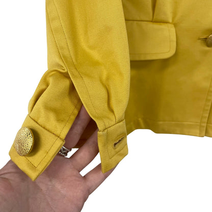 Vintage Yves Saint Laurent Button Front Yellow Cotton Jacket Womens 34 / US XS