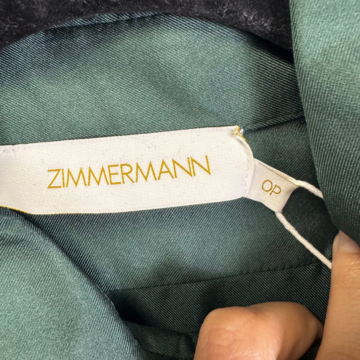 NWT Zimmermann Pine Green Long Sleeve Illustraition Blouson Top Womens 2 Petite