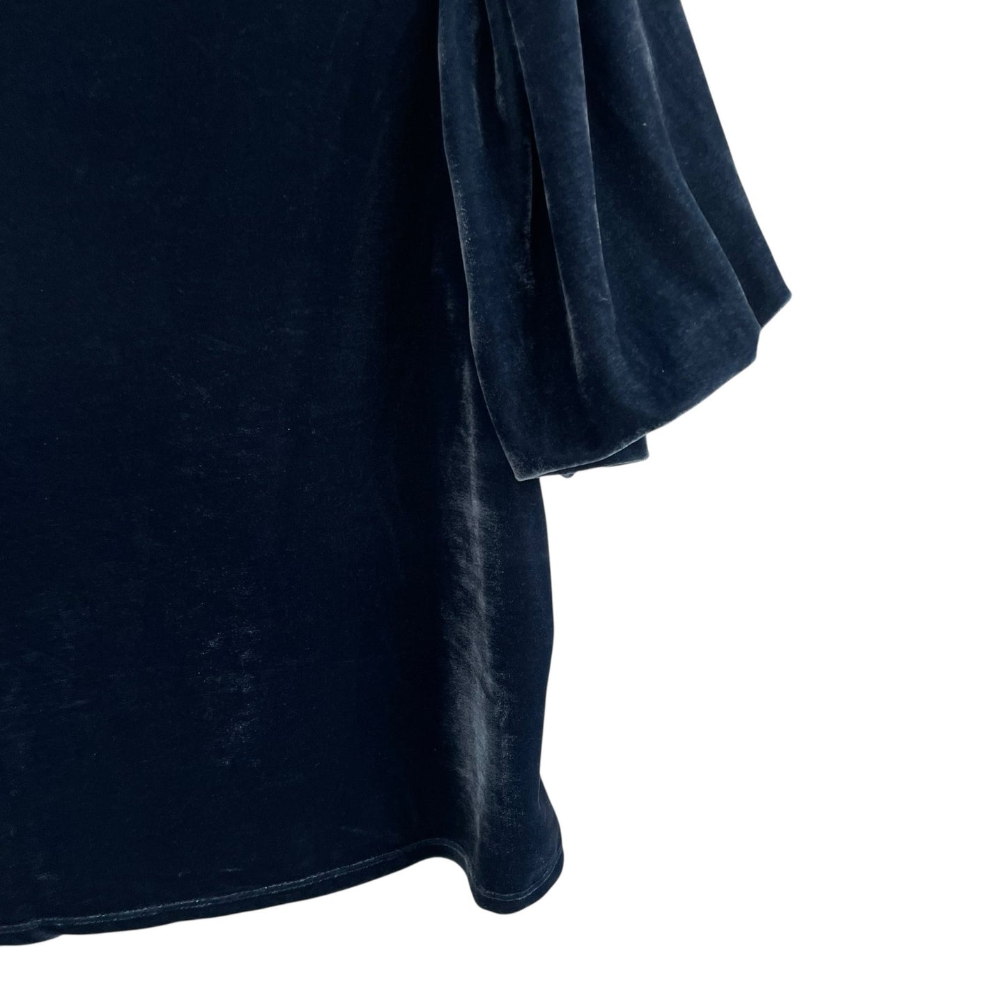 Free People Blue Claudia Velvet Mock Neck Puff Sleeve Top Womens Medium