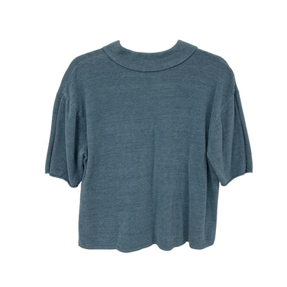 Barefoot Dreams CozyChic Ultra Lite Blue Cropped Short Sleeve Shirt Womens Small