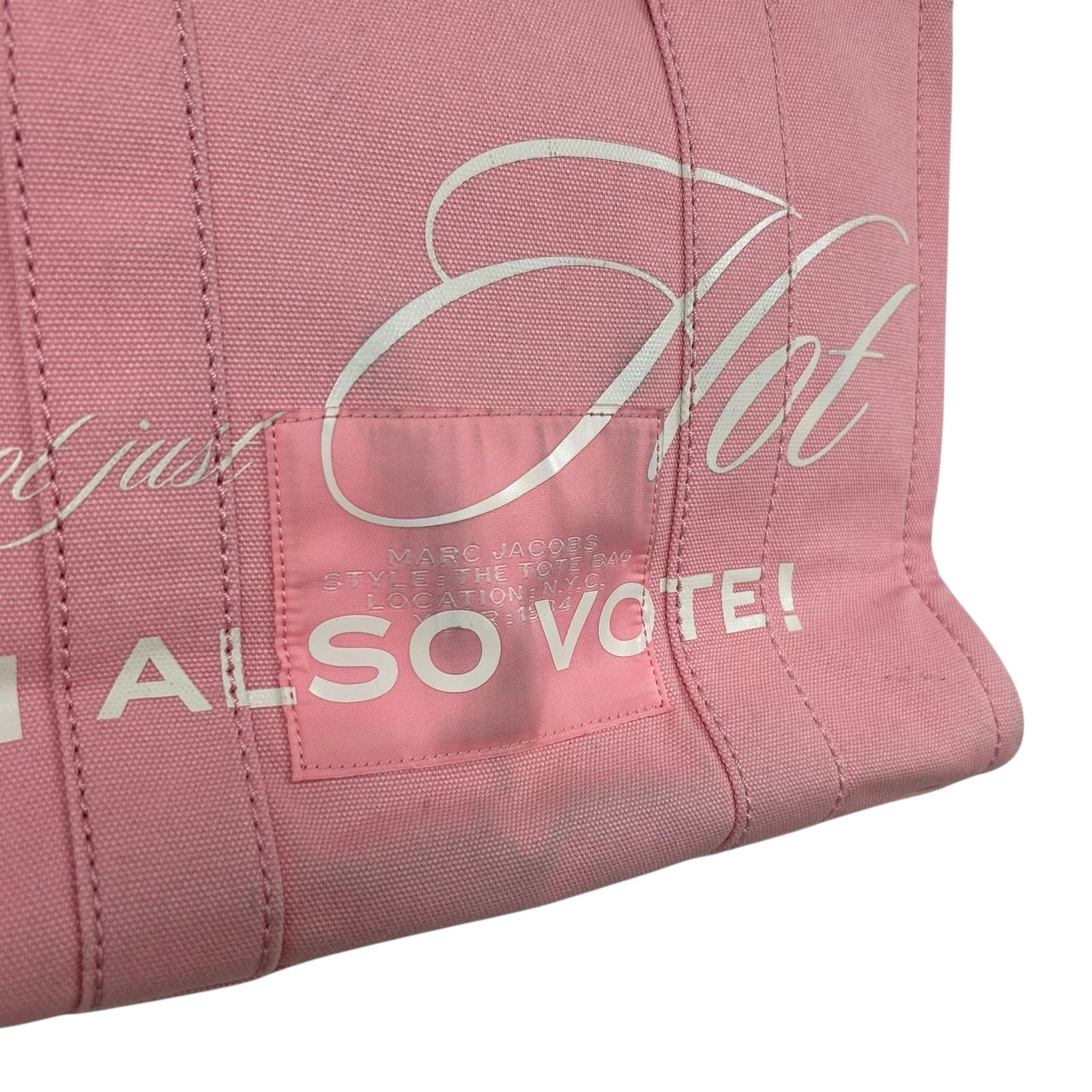 Marc Jacobs Pink White Double Handle The Vote Tote Bag w/ Crossbody Strap AS IS