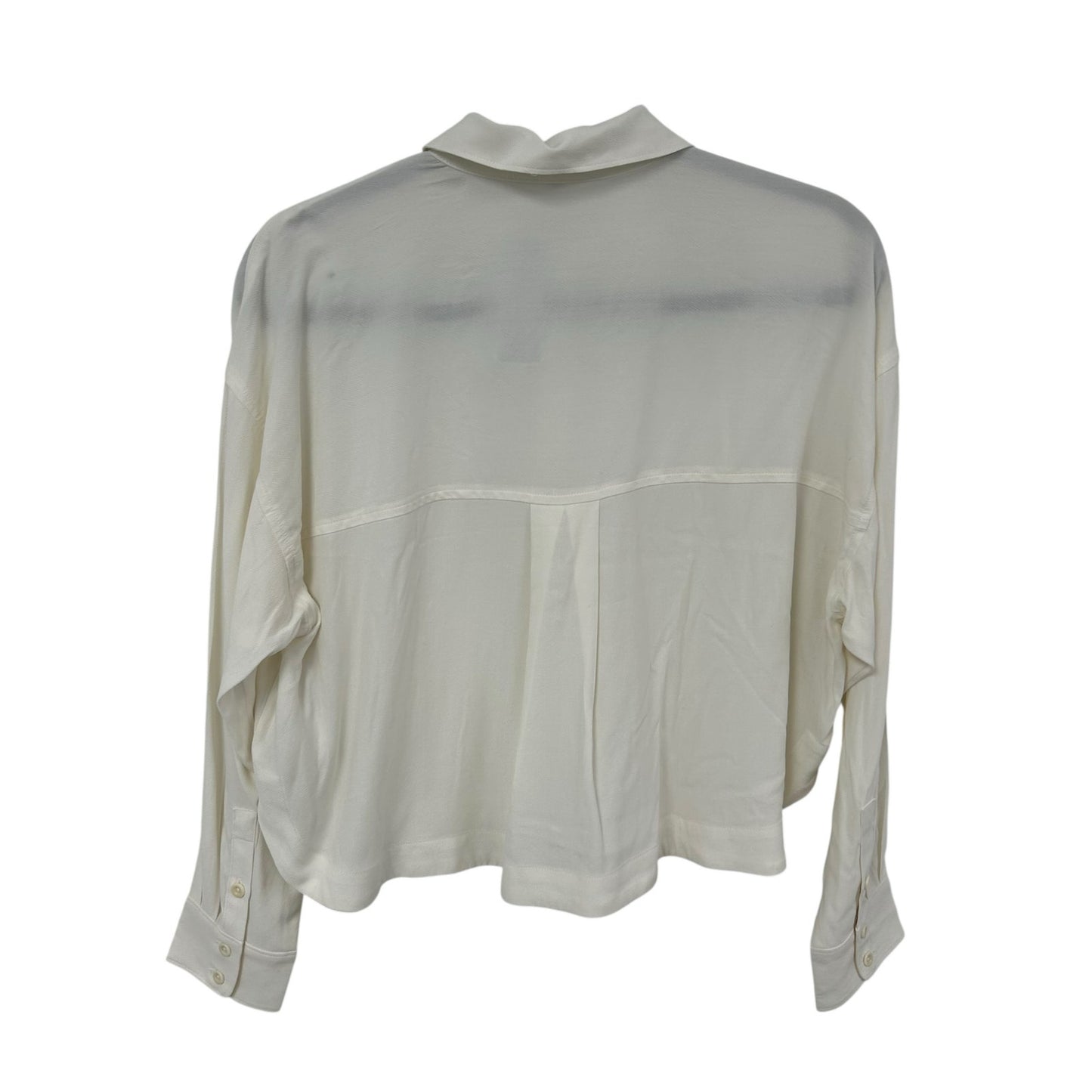 Madewell White Lusterweave Hartfield Button Up Collared Crop Shirt Womens Small