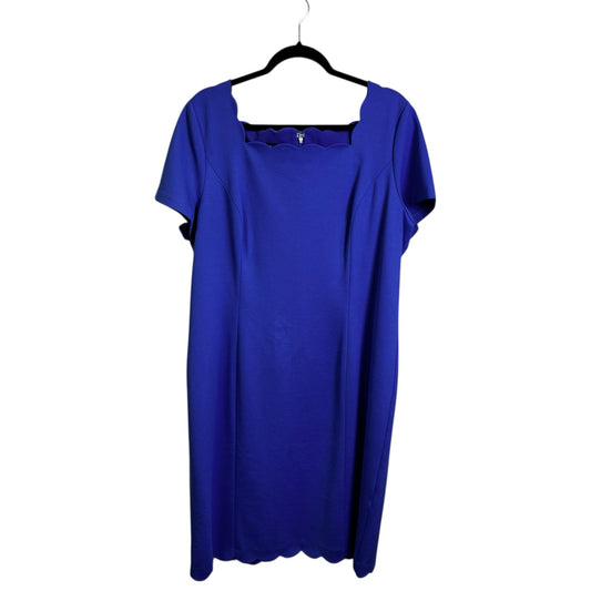 NWT Talbots Blue Short Sleeve Scalloped Square Neck Mini Shift Dress Womens 18