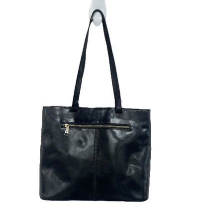 Patricia Nash Braden Tote Bag Black Brown Leather Colorblock Patchwork AS IS