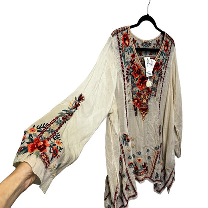 NWT Johnny Was Embroidered Floral Long Sleeve V Neck Dulci Tunic Womens 1X