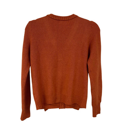 NWT By Anthropologie V Neck Ruffle Button Front Cardigan Sweater Orange Size XS
