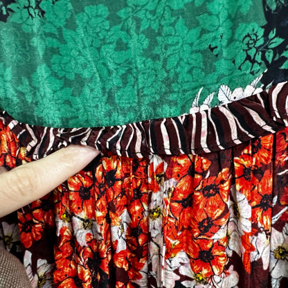 Bhanuni by Jyoti Anarosa Multi Color Floral Print Tiered Maxi Skirt Womens 8