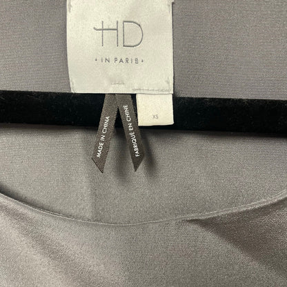 Anthropologie HD in Paris Pure Silk Short Sleeve Ruffle Top Gray Womens Size XS
